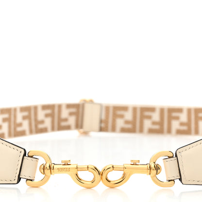 Fendi Jacquard Ribbon Vitello King FF Bi-Color Intreccio Adjustable Strap You Beige 5 of 5