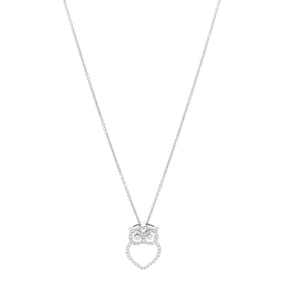 Roberto Coin 18K White Gold Diamond Tiny Treasures Outline Owl Pendant Necklace 1 of 4