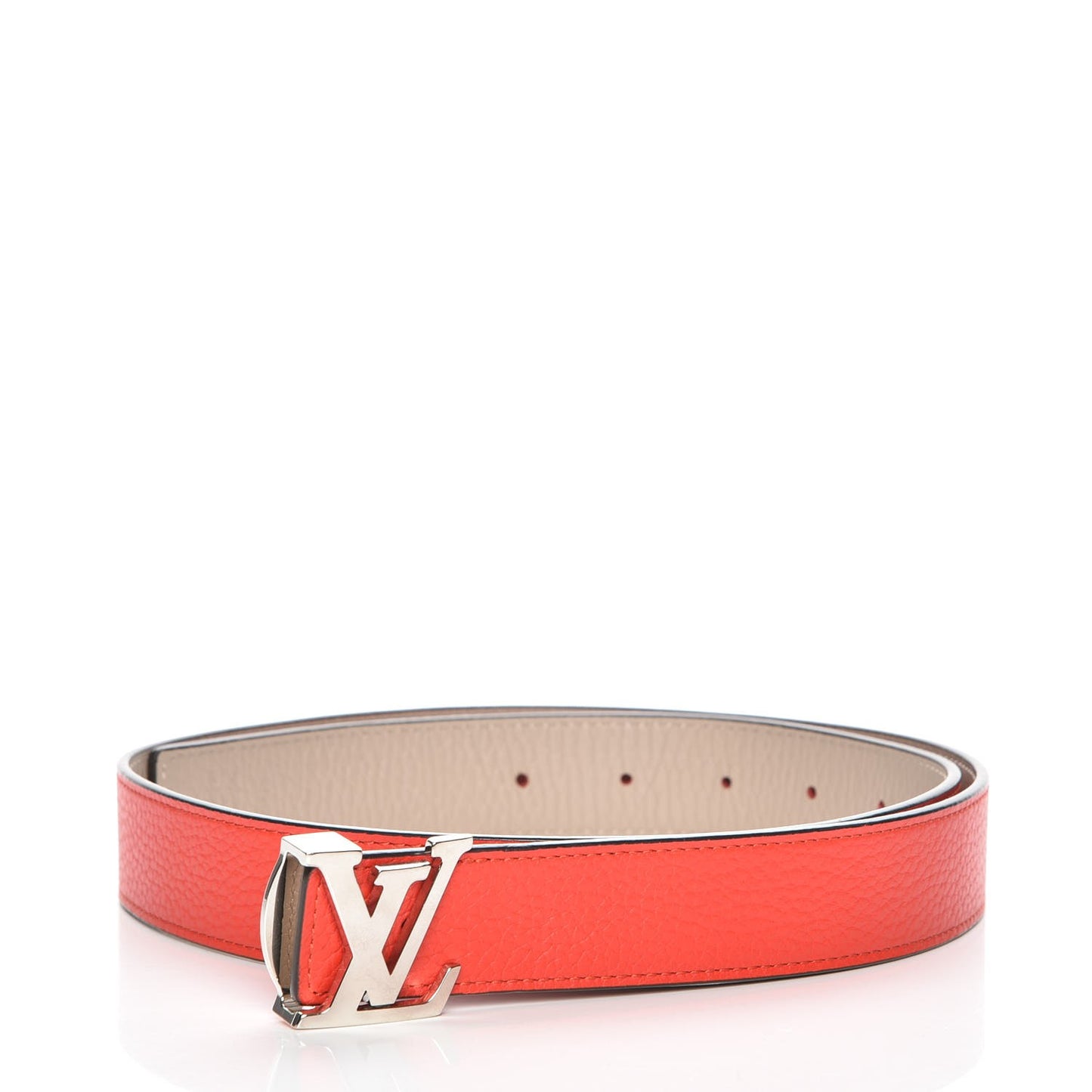 Taurillon Calfskin 30mm LV Initiales Belt 85 34 Galet Corail