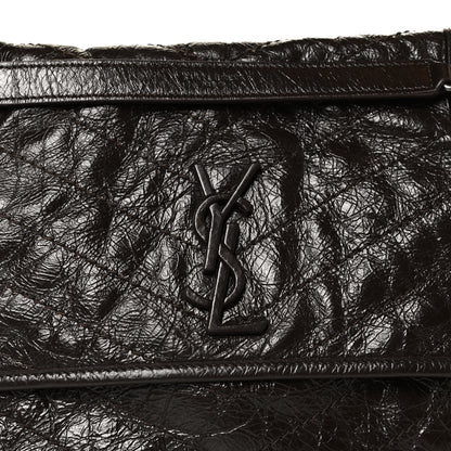 Saint Laurent Crinkled Calfskin Matelasse Monogram Medium Niki Chain Satchel Western Moka 9 of 13