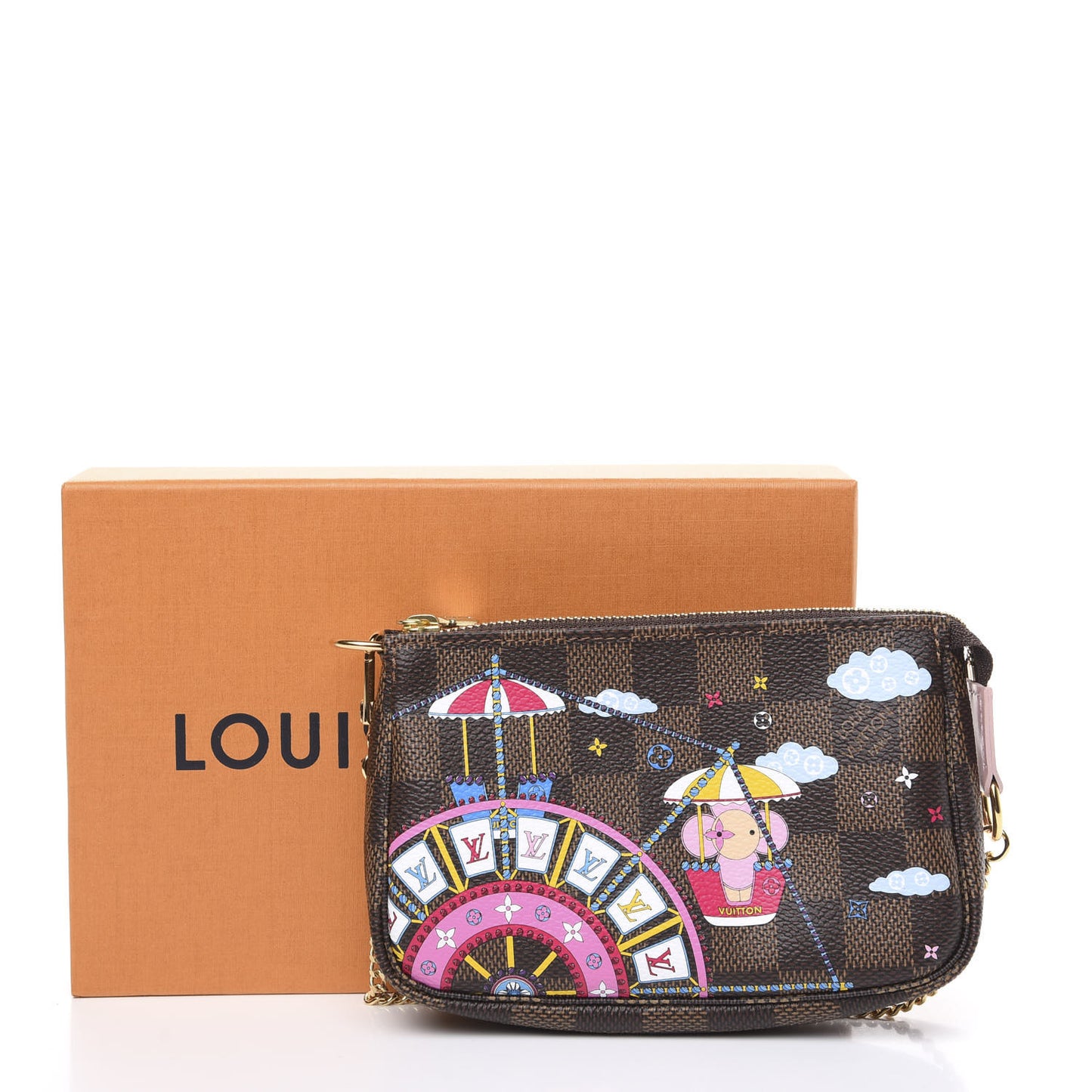 Damier Ebene 2020 Christmas Animation Big Wheel Mini Pochette Accessories Rose Ballerine