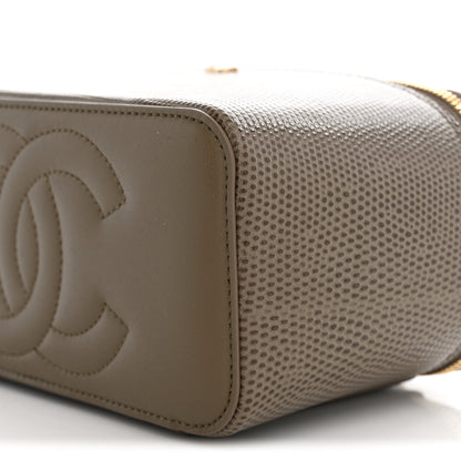 Chanel Calfskin Lizard Embossed Top Handle Vanity With Chain Dark Khaki 10 of 12