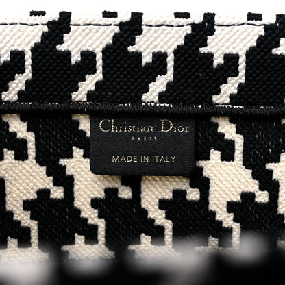 Christian Dior Canvas Macro Houndstooth Embroidered Medium Book Tote Black White 6 of 10