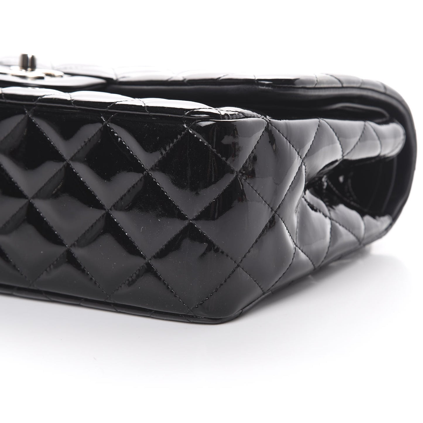 Patent Quilted Jumbo Double Flap Black