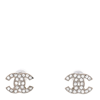 Chanel Crystal Mini Timeless CC Earrings Silver 1 of 5