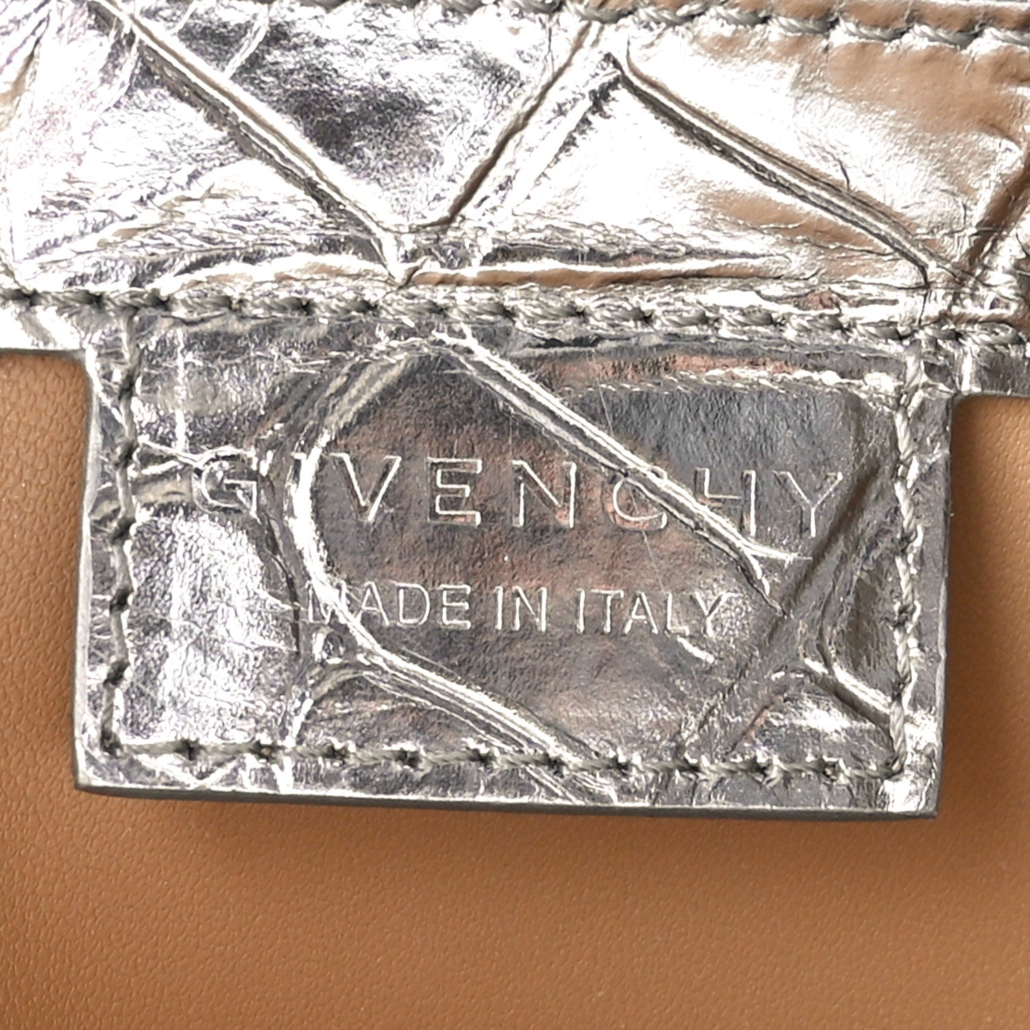 Givenchy Metallic Calfskin Croc Embossed Small Cut Out Shoulder Bag Silver 6 of 10