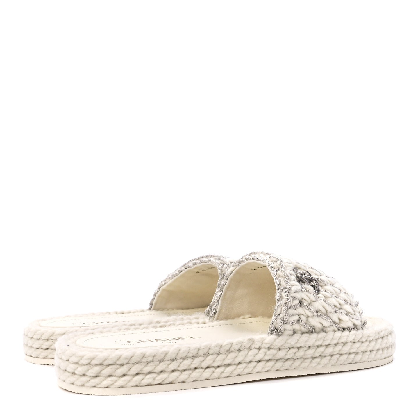Braided Knit CC Mules 40 Ecru