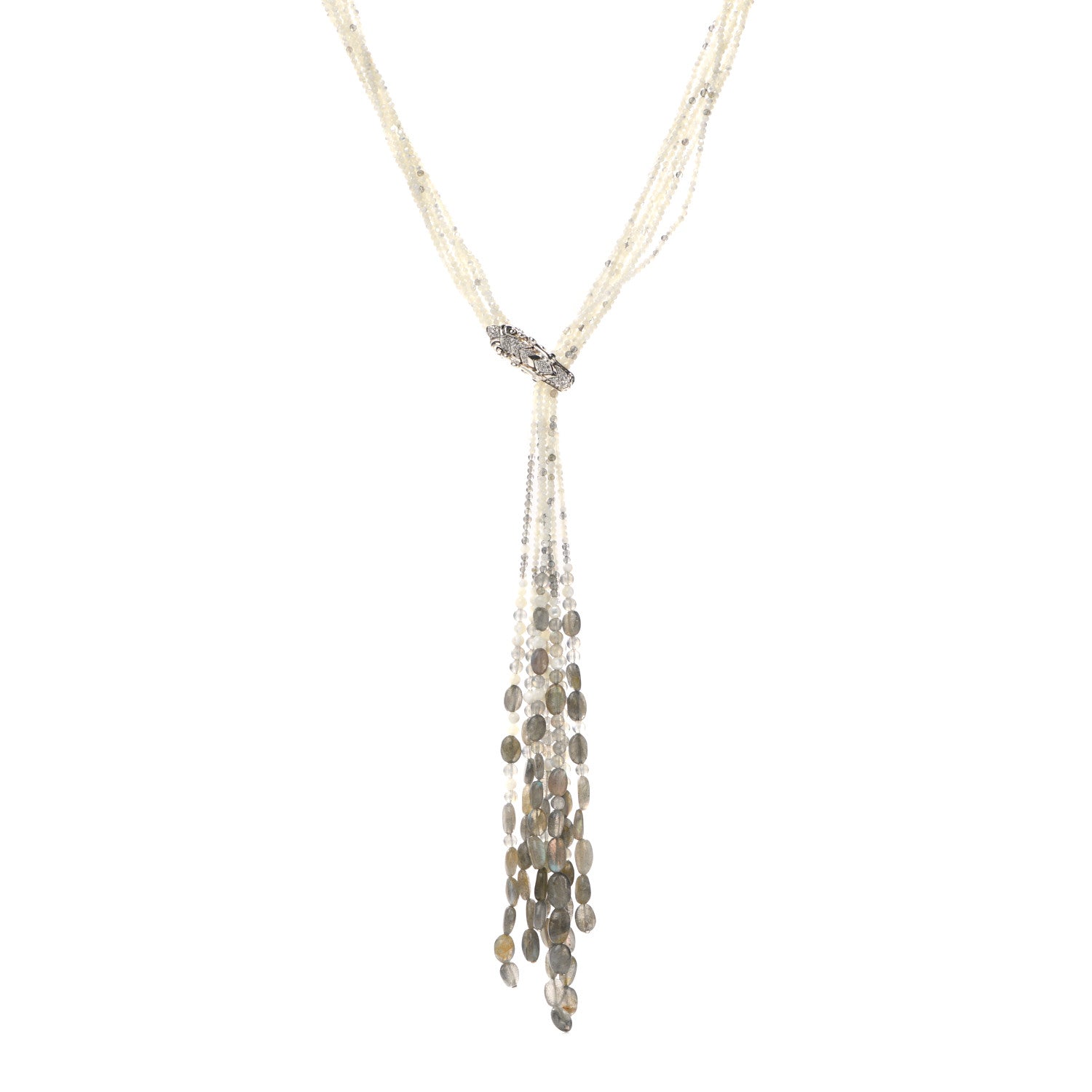 John Hardy Sterling Silver Sapphire Diamond Labradorite Mother of Pearl Legends Naga Dragon Lariat Necklace 1 of 5