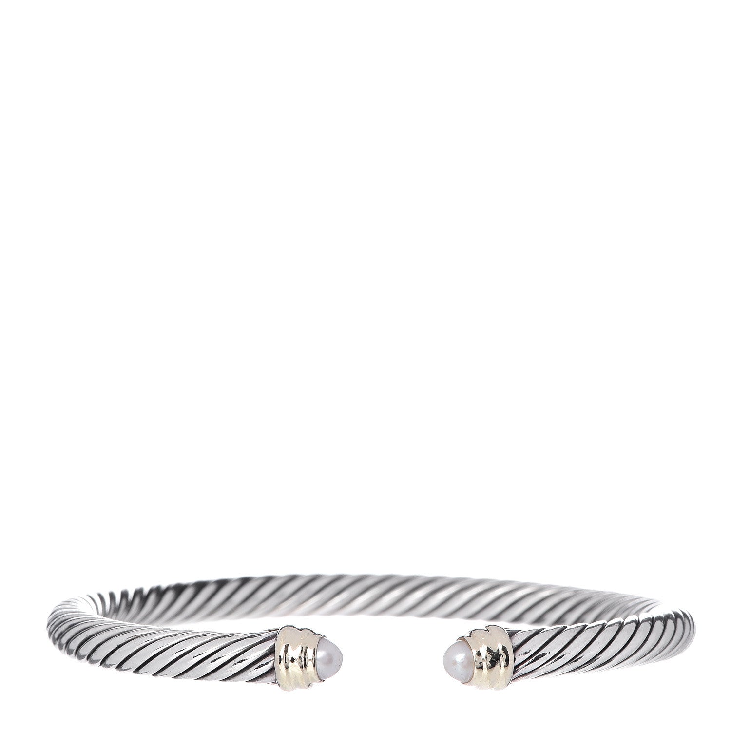 David Yurman Sterling Silver 14K Yellow Gold Pearl 5mm Cable Classics Petite Color Bracelet 1 of 4