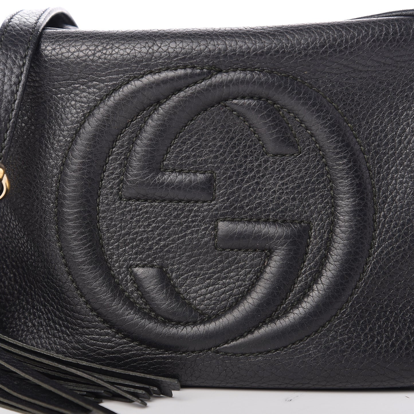 Pebbled Calfskin Small Soho Disco Bag Black