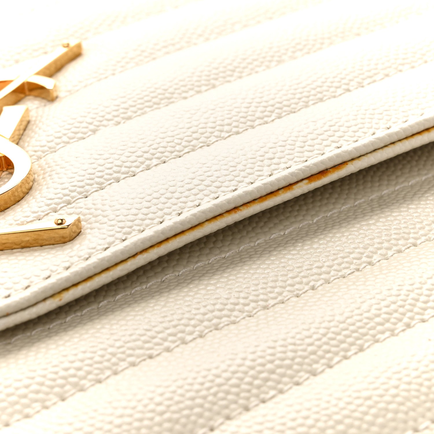 Saint Laurent Grain De Poudre Matelasse Chevron Monogram Envelope Clutch Crema Soft 8 of 12