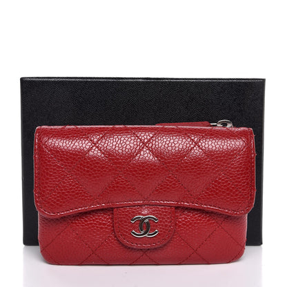 Chanel Caviar Quilted Coin Purse Dark Red 10 of 10