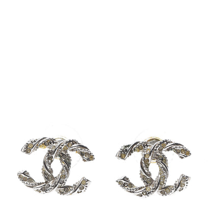 Chanel Crystal Twisted CC Earrings Silver 1 of 5