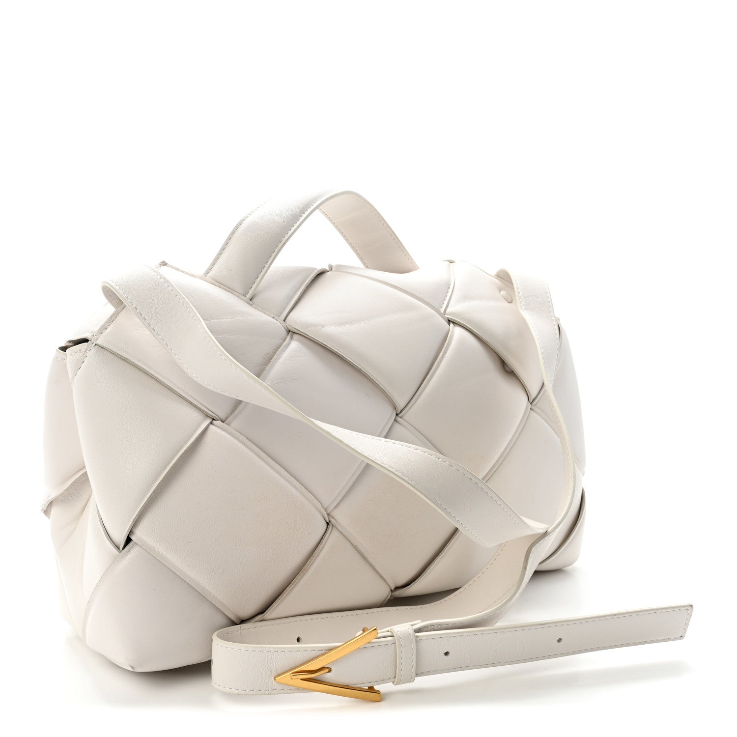 Bottega Veneta Nappa Intreccio Padded Top Handle Shoulder Bag White 4 of 30