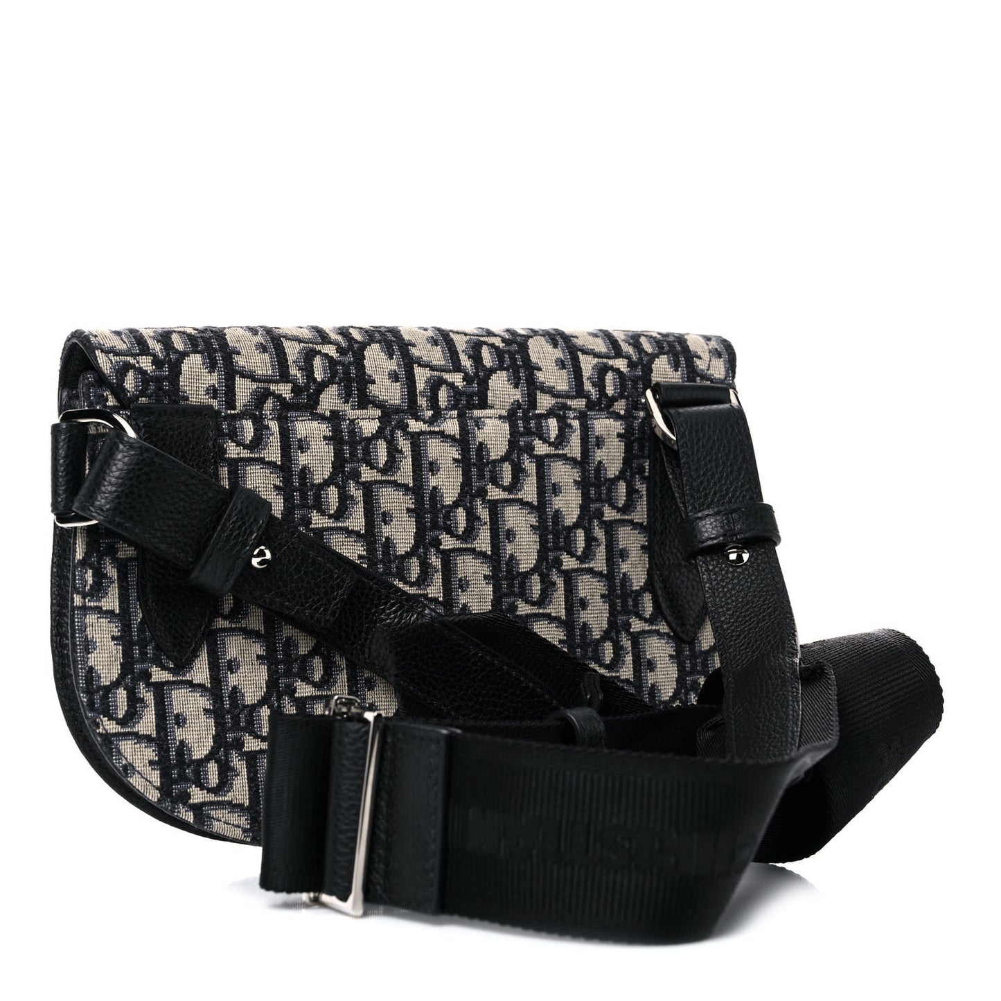 Oblique Saddle Messenger Pouch Beige Black