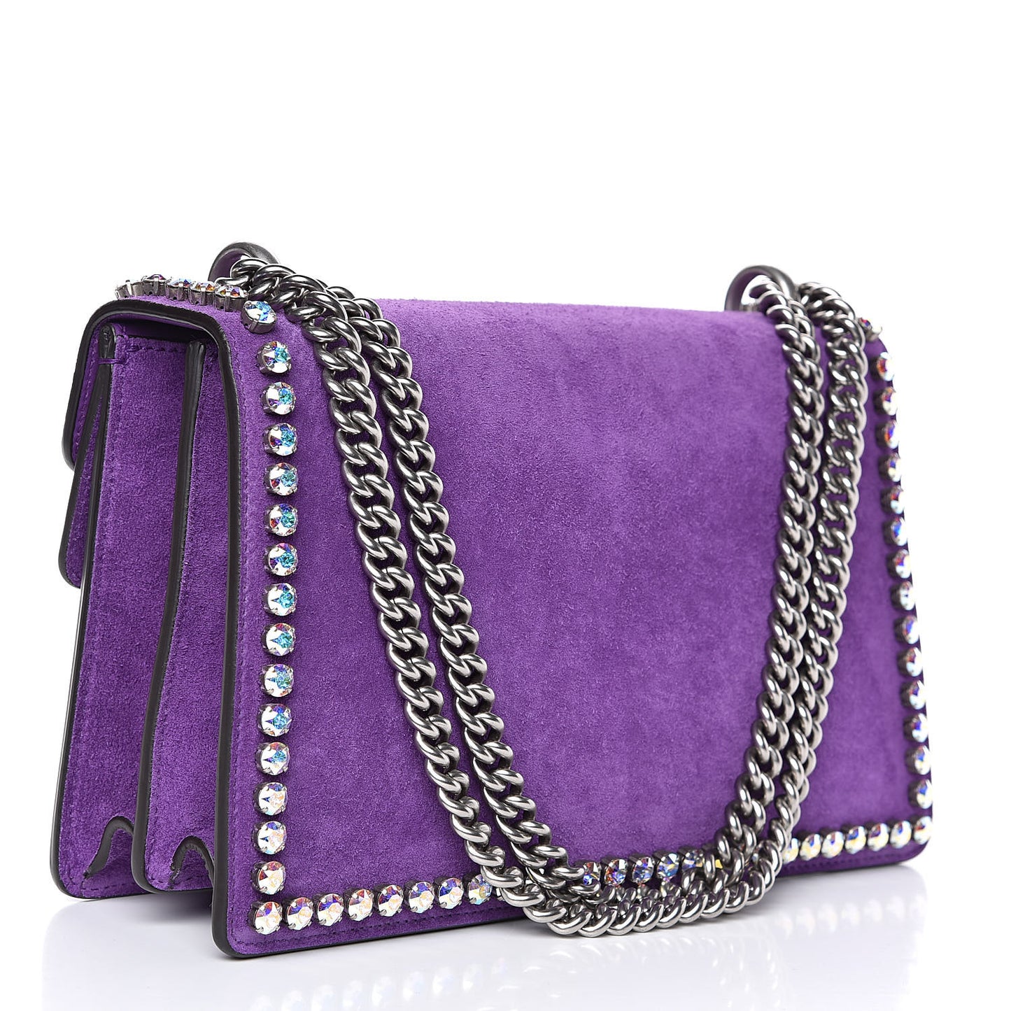 Suede Crystal Small Dionysus Shoulder Bag Bright Purple