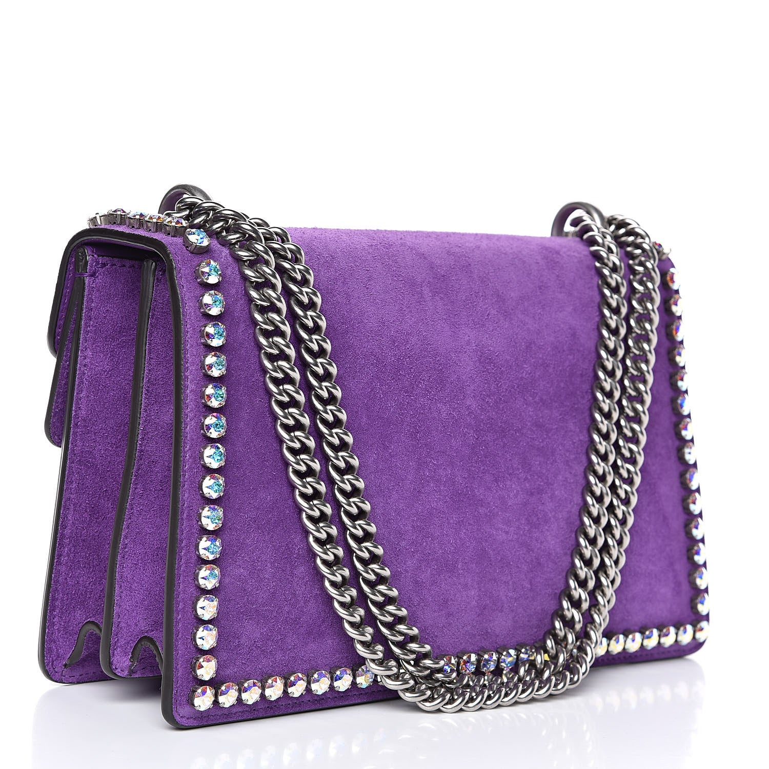 Gucci Suede Crystal Small Dionysus Shoulder Bag Bright Purple 3 of 11