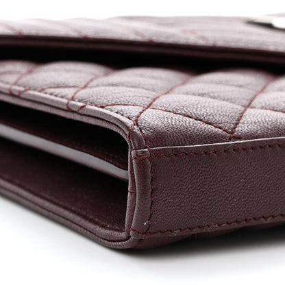 Saint Laurent Sheepskin Tri-Quilt Monogram Envelope Chain Wallet Burgundy 9 of 11