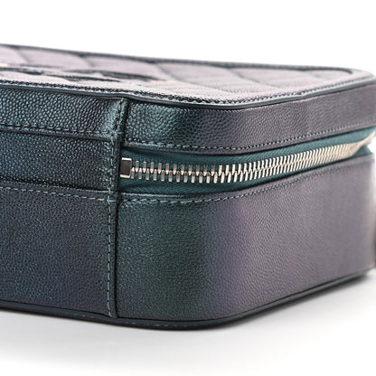 Chanel Iridescent Caviar Quilted Medium CC Filigree Vanity Case Dark Turquoise 9 of 9