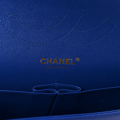 Chanel Lambskin Chevron Quilted Jumbo Double Flap Navy Blue 6 of 11