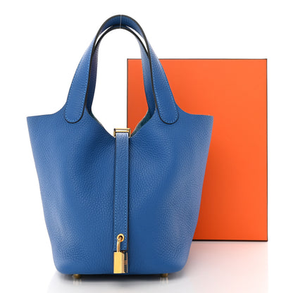 Hermes Taurillon Clemence Picotin Lock 18 PM Mykonos 10 of 10