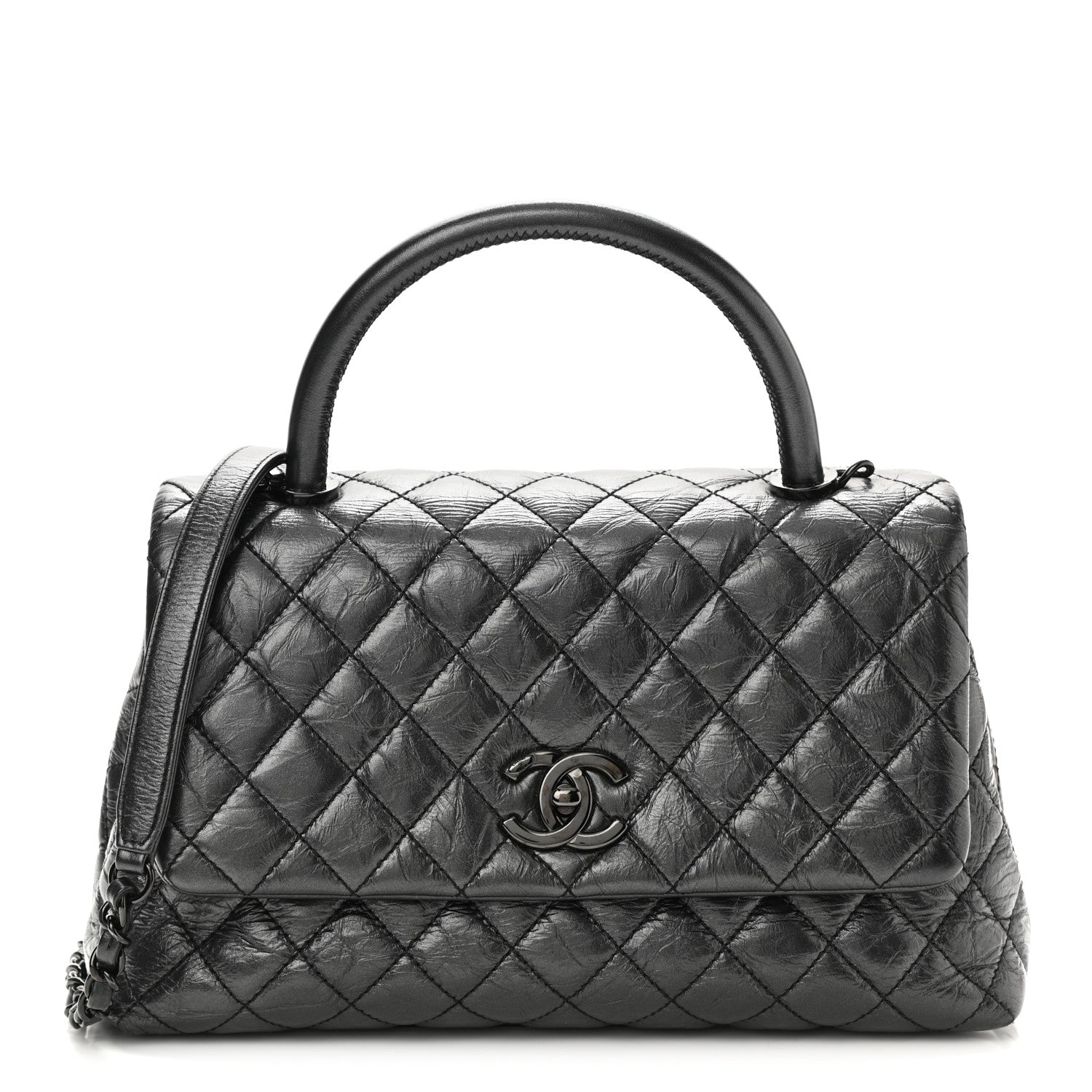 Chanel Aged Calfskin Quilted Small Coco Handle Flap So Black 1 of 11