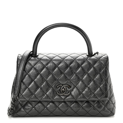 Chanel Aged Calfskin Quilted Small Coco Handle Flap So Black 1 of 11