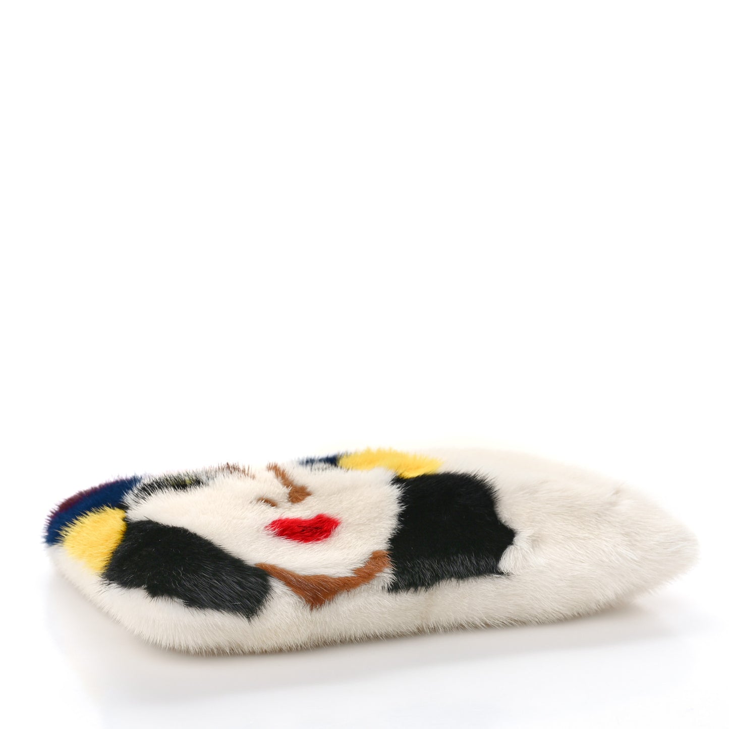 Mink Fur Face Clutch White Multicolor