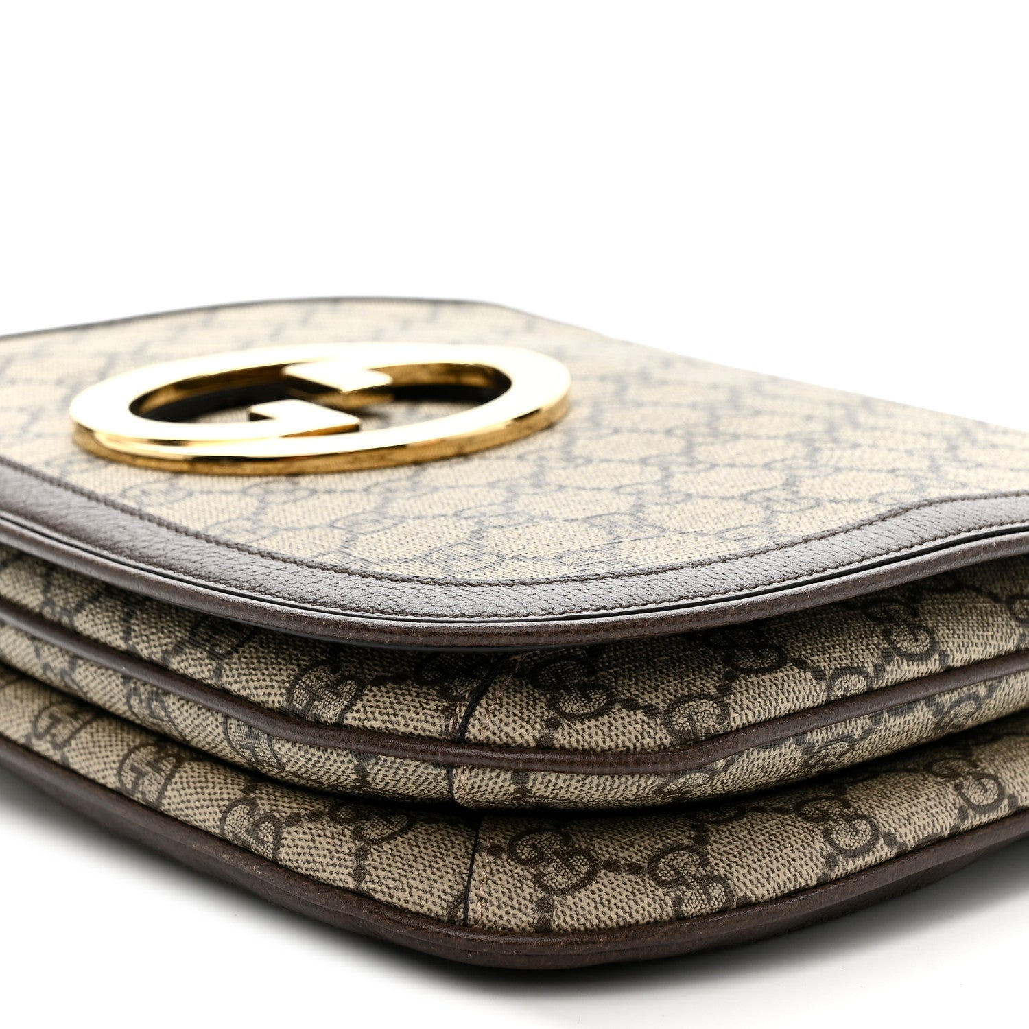 Gucci GG Supreme Monogram Textured Dollar Calfskin Web Medium Blondie Top Handle Shoulder Flap Bag Beige Ebony New Acero 10 of 10