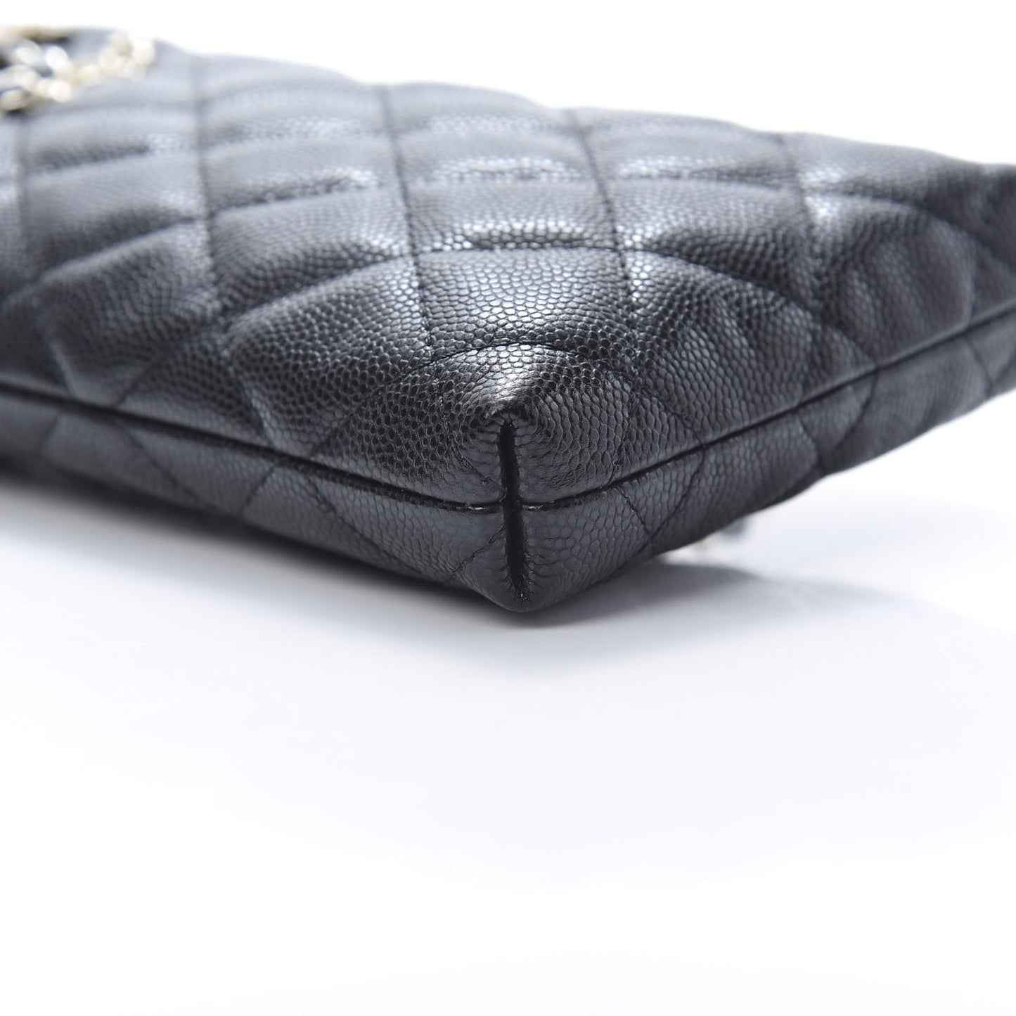 Caviar Quilted French New Wave Phone Holder With Chain Black