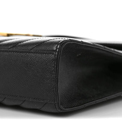 Saint Laurent Smooth Calfskin Matelasse Chevron Large Monogram Satchel Black 9 of 9