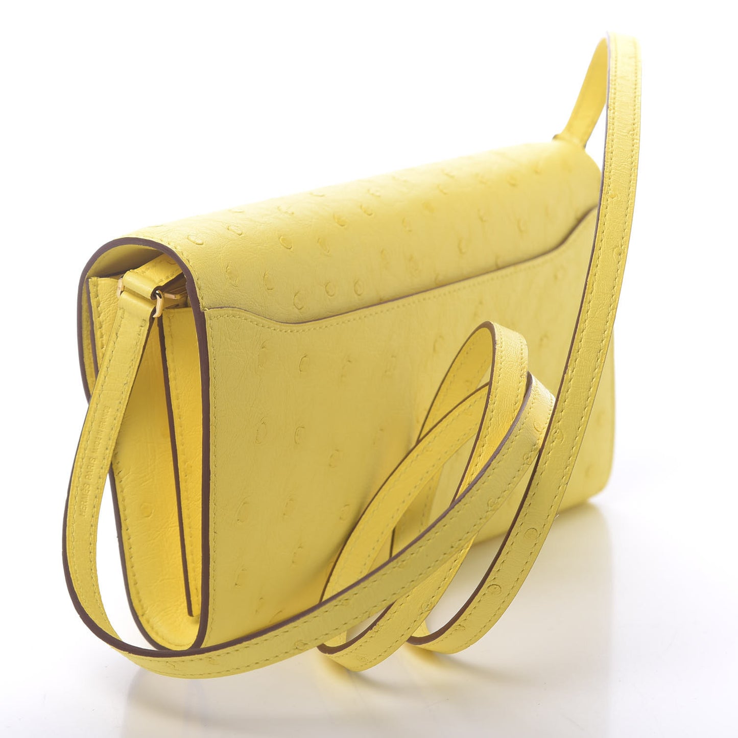 Ostrich Constance Long Wallet To Go Jaune Citron