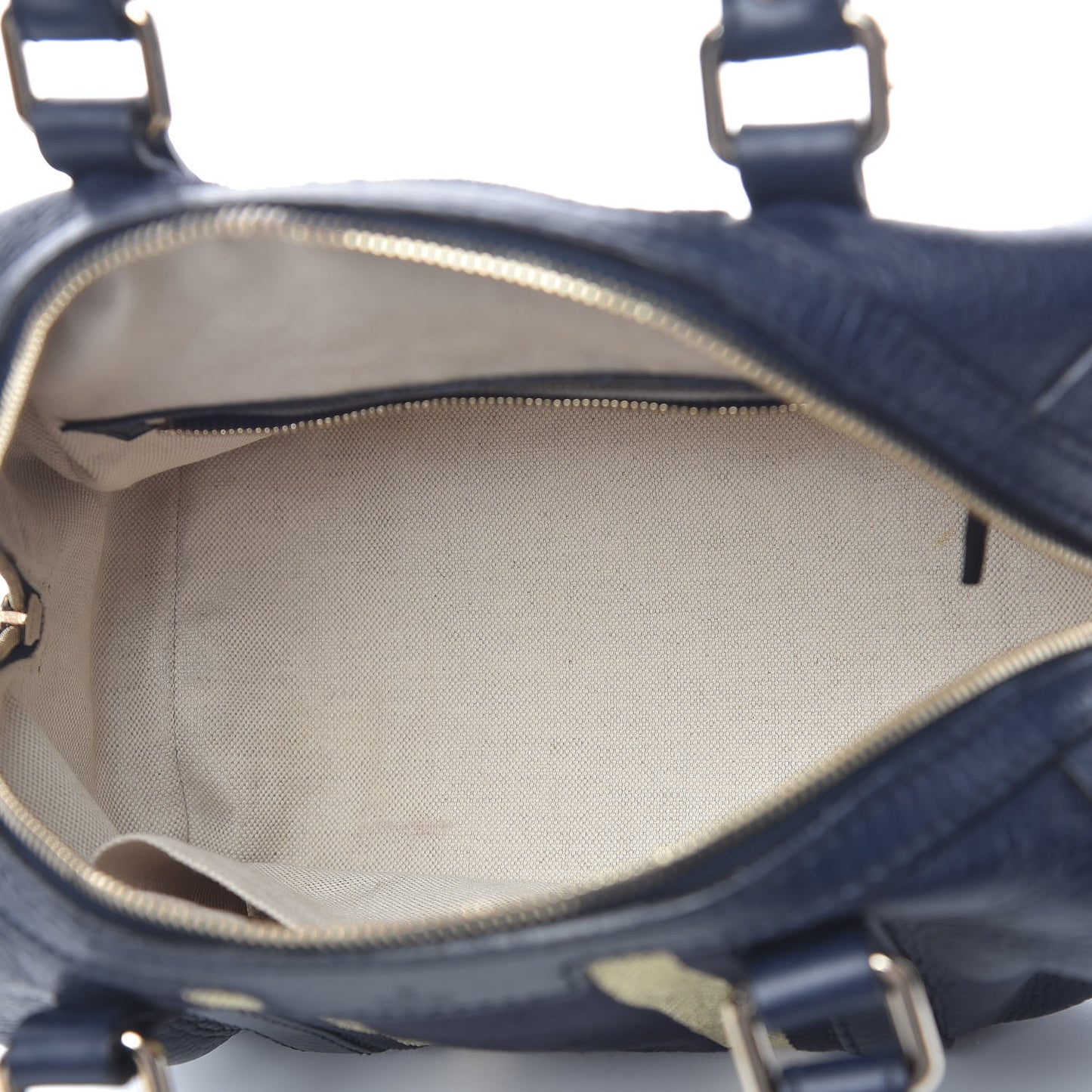 Calfskin Vintage Web Small Boston Navy Blue