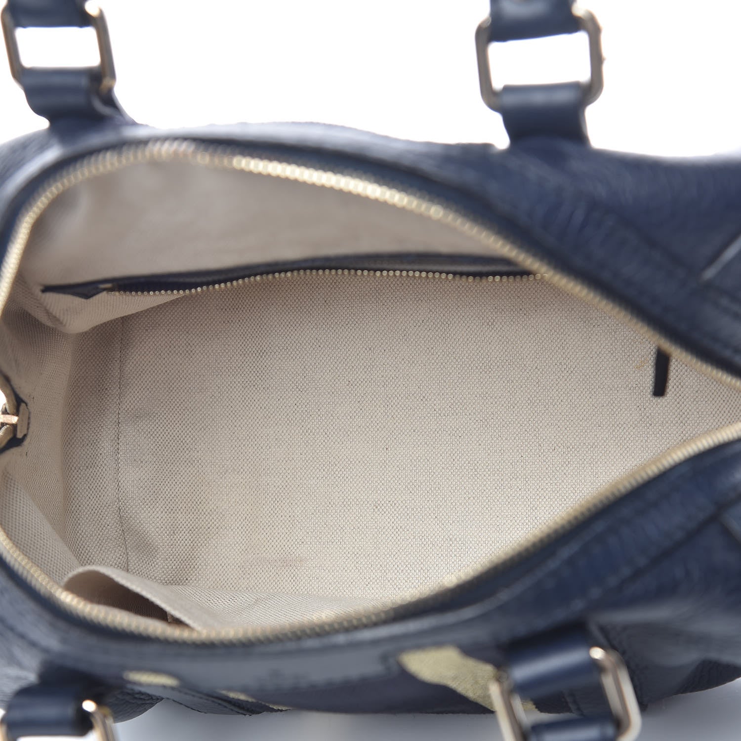Gucci Calfskin Vintage Web Small Boston Navy Blue 5 of 12