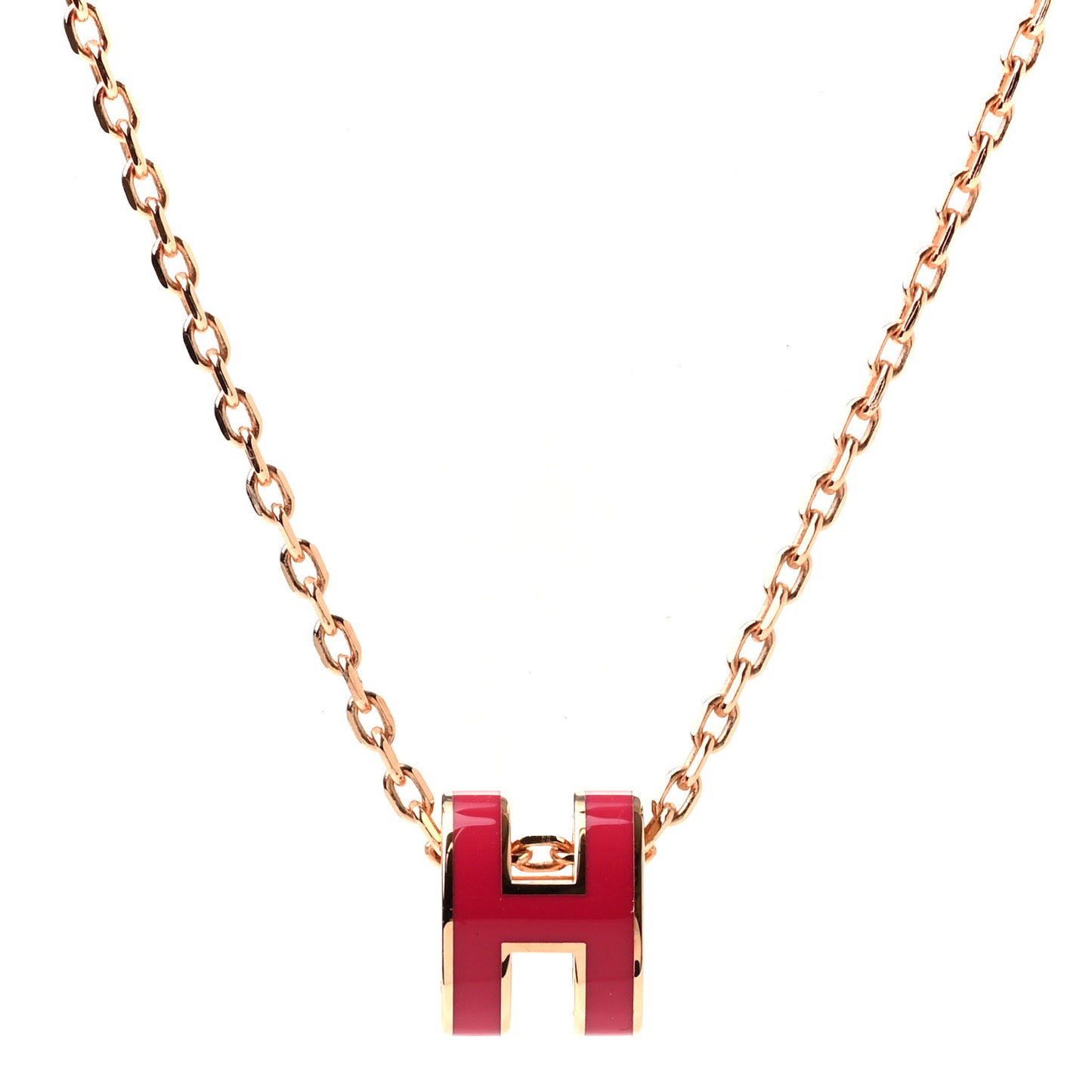 Lacquered Rose Gold Mini Pop H Pendant Necklace Rose Extreme