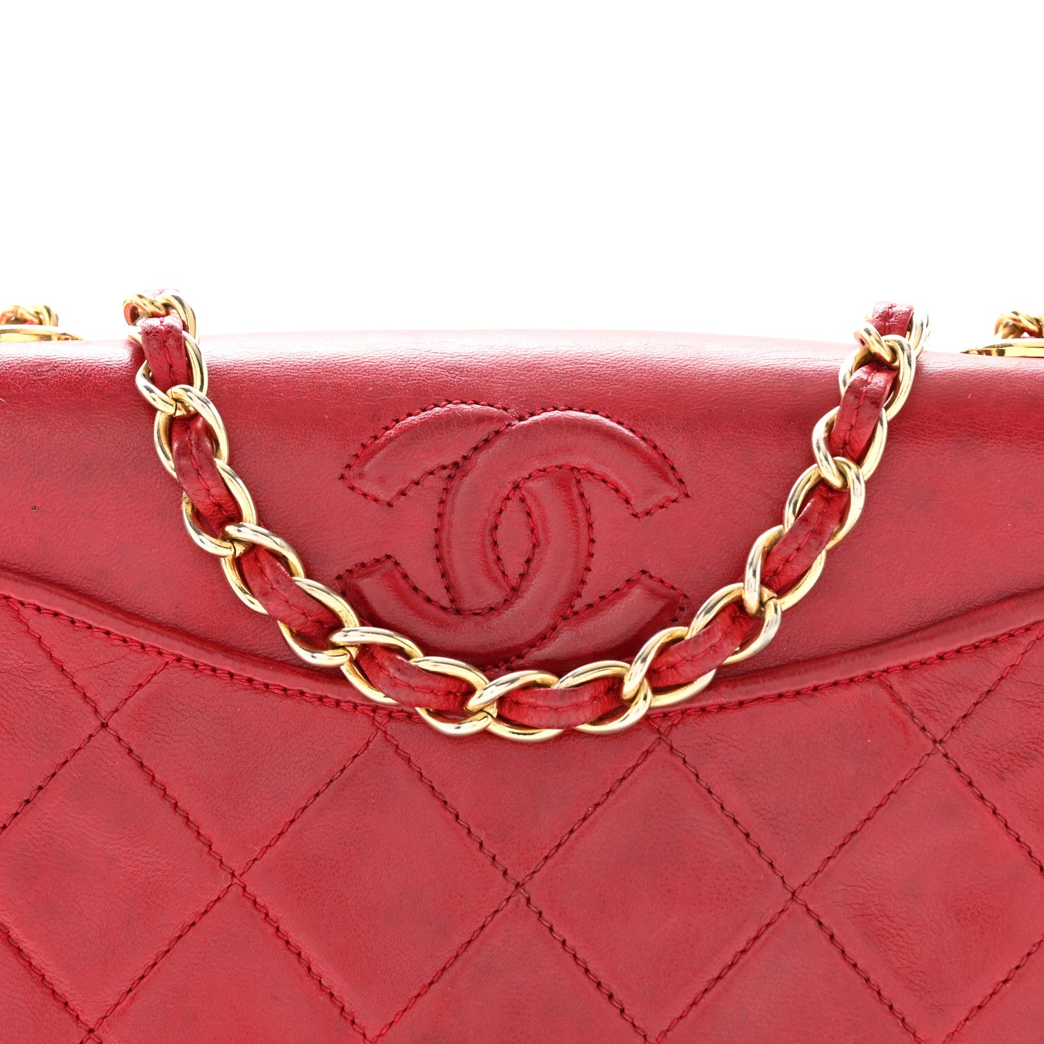 Chanel Lambskin Quilted CC Small Single Flap Red 9 of 13