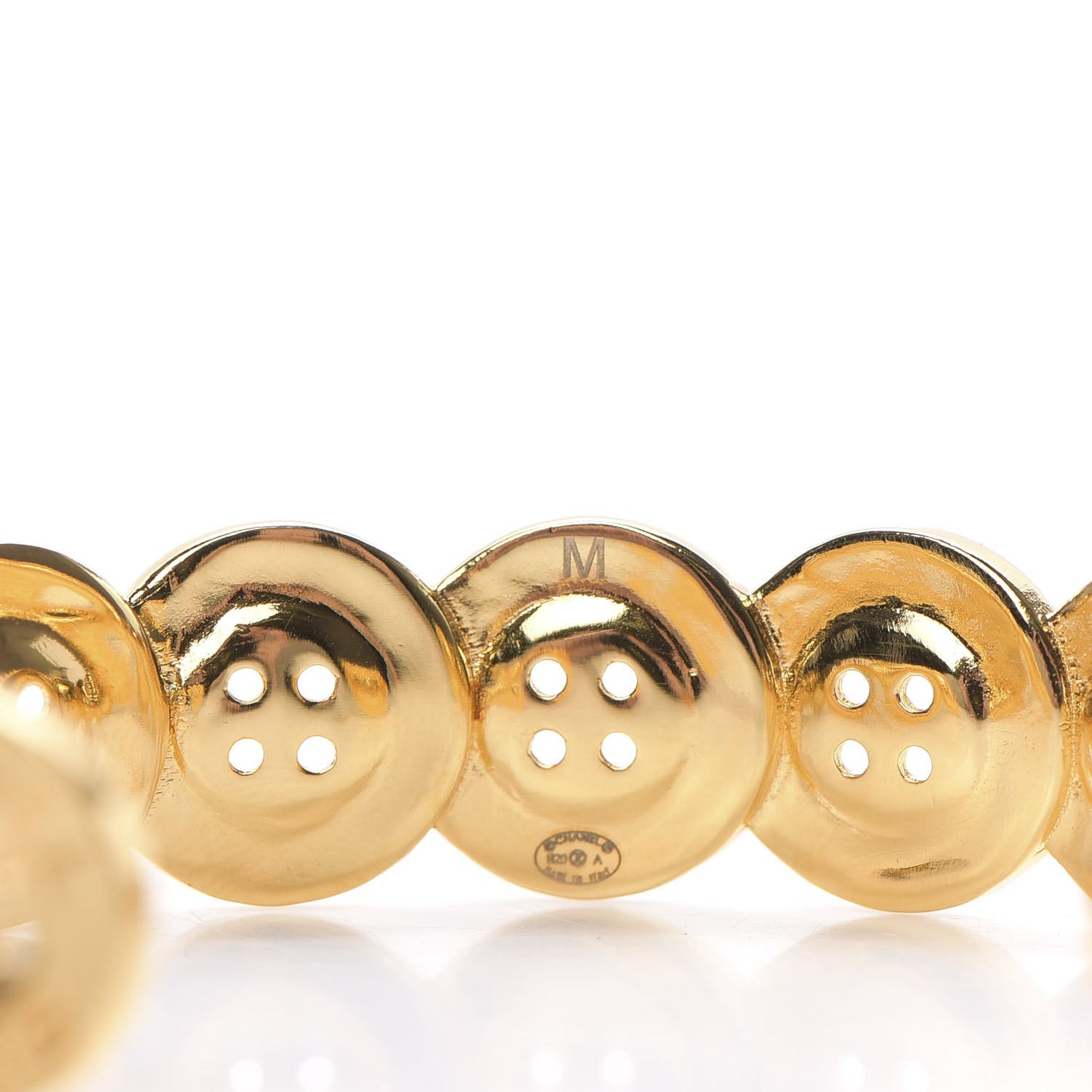 Metal Paris Button Logo Cuff Bracelet Gold