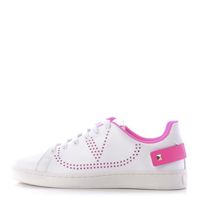 Valentino Garavani Calfskin Womens Backnet Sneakers 35 White Fuchsia 1 of 10