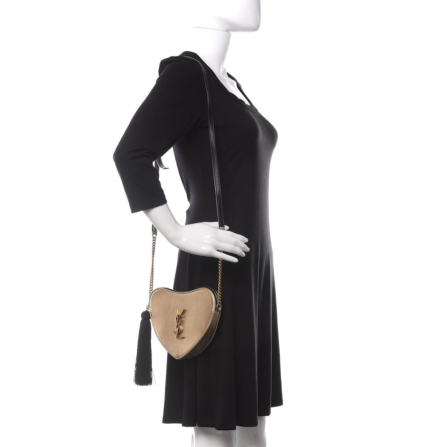Metallic Calfskin Heart Monogram Crossbody Gold