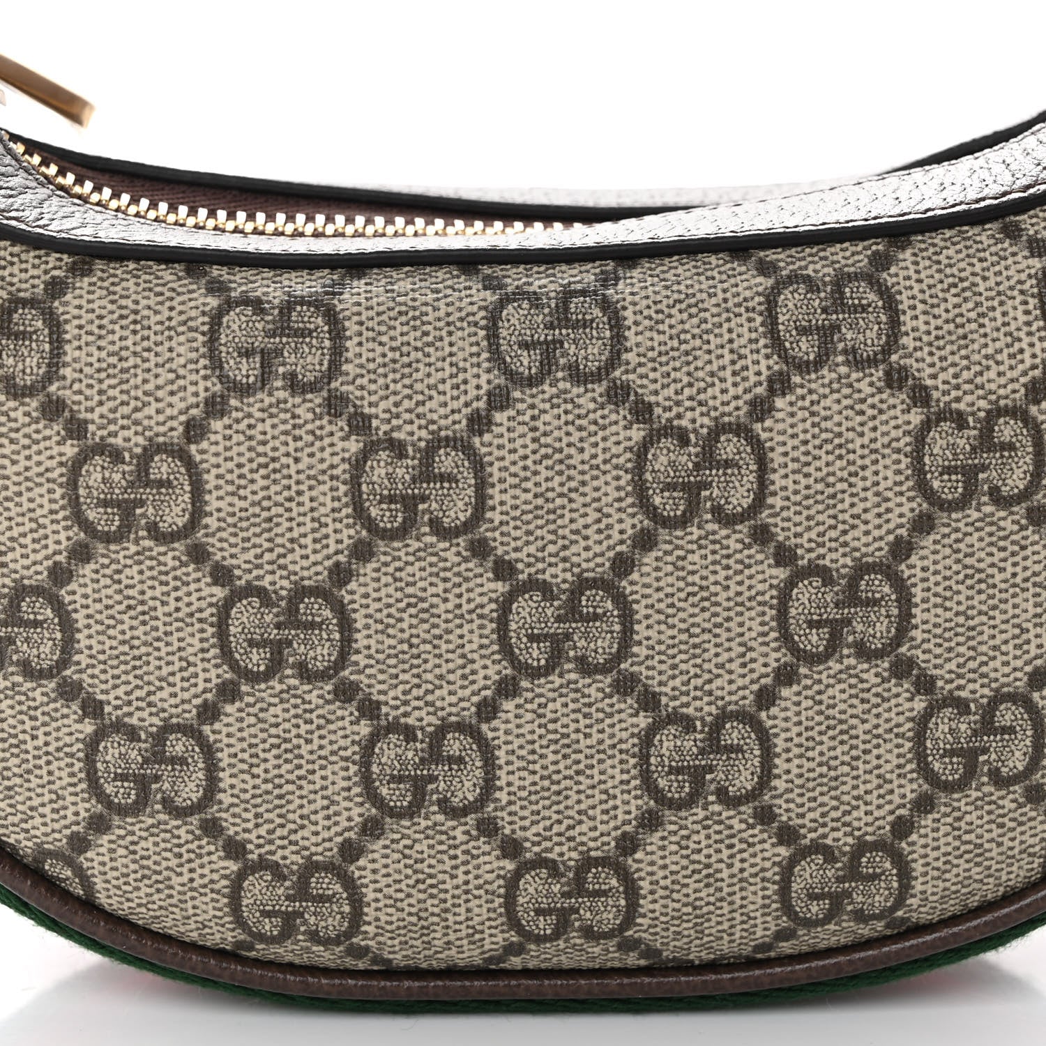 Gucci GG Supreme Monogram Textured Calfskin Web Mini Ophidia Half Moon Hobo Beige Ebony New Acero 8 of 13