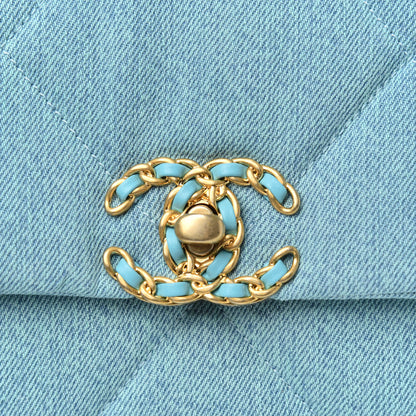 Chanel Denim Quilted Medium Chanel 19 Flap Neon Blue 10 of 11