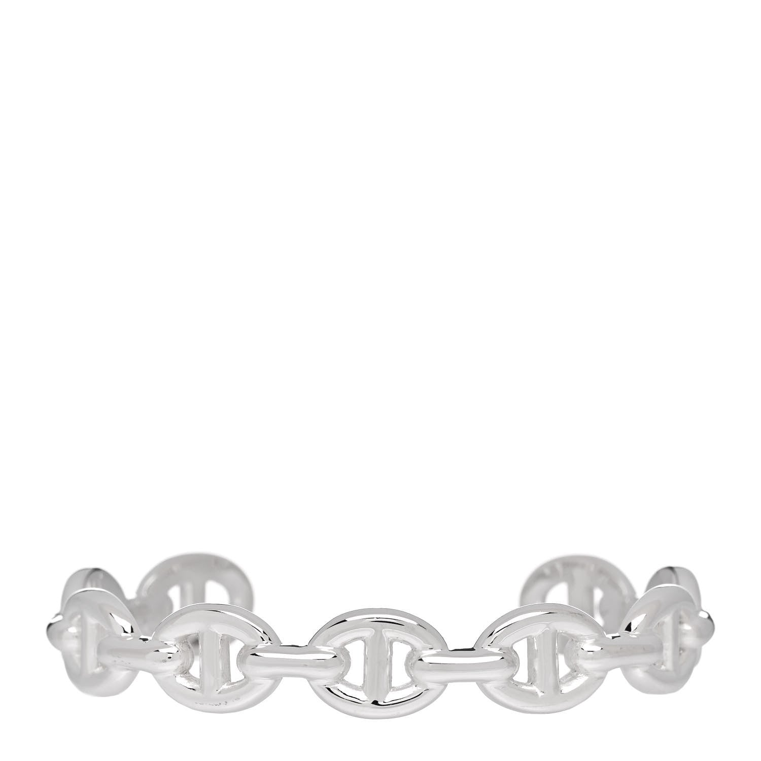 Hermes Sterling Silver MM Chaine d'Ancre Enchainee Cuff Bracelet ST 1 of 5