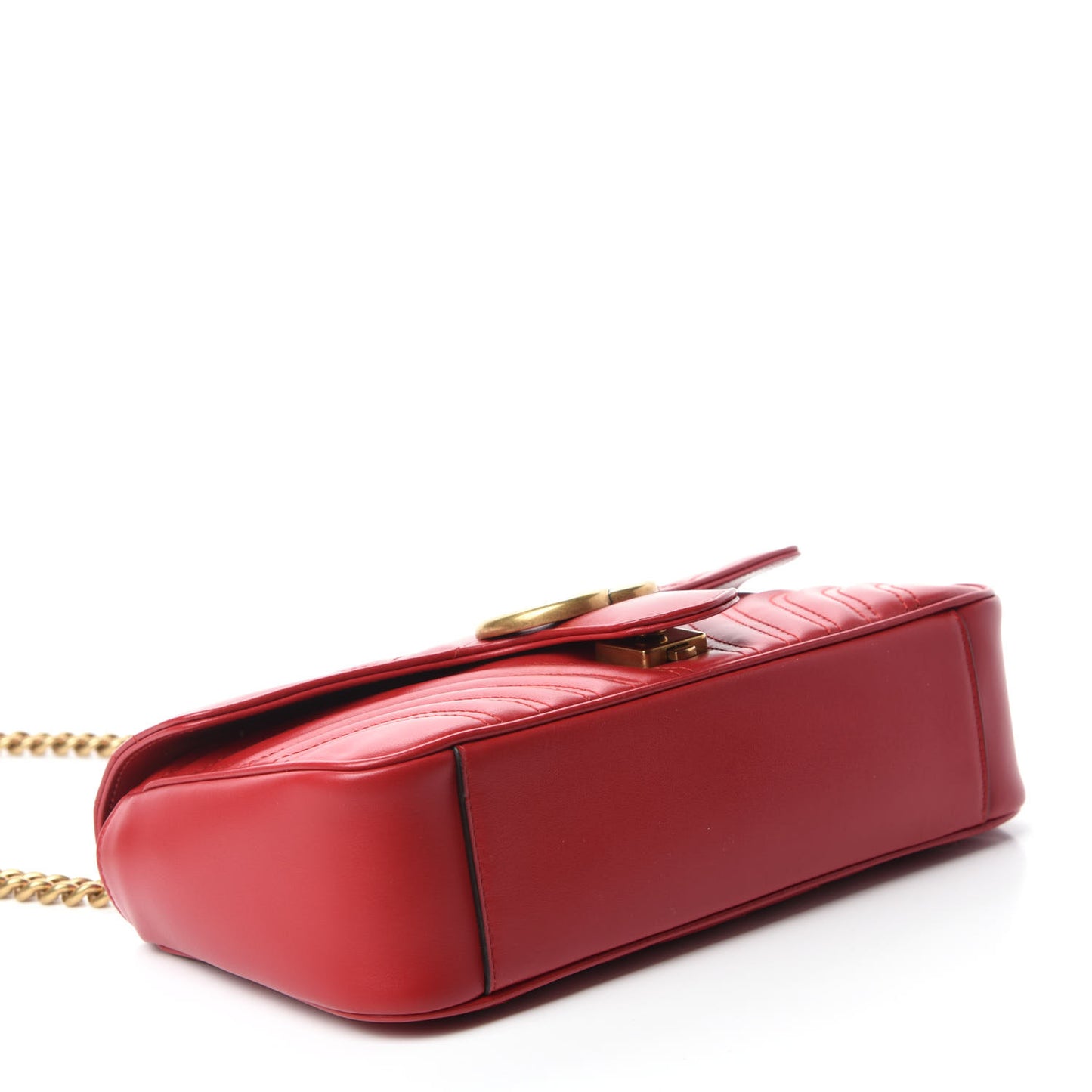 Calfskin Matelasse Small GG Marmont Shoulder Bag Hibiscus Red