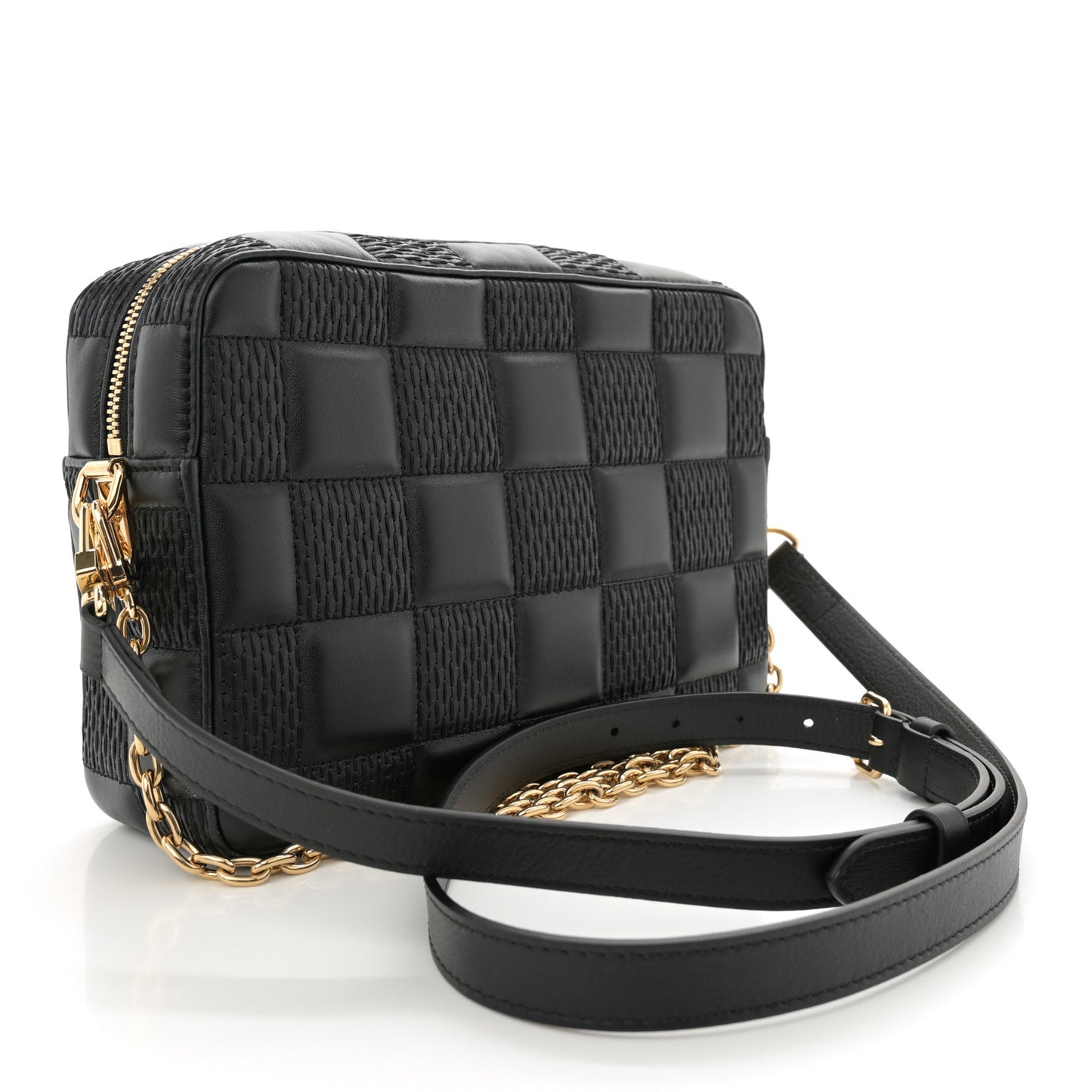 Lambskin Damier Quilt Troca MM Black