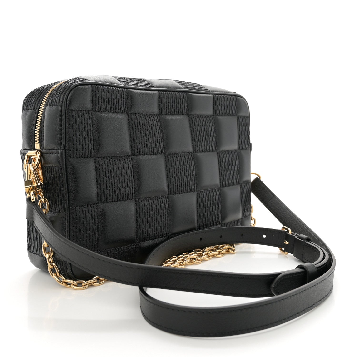 Louis Vuitton Lambskin Damier Quilt Troca MM Black 3 of 10