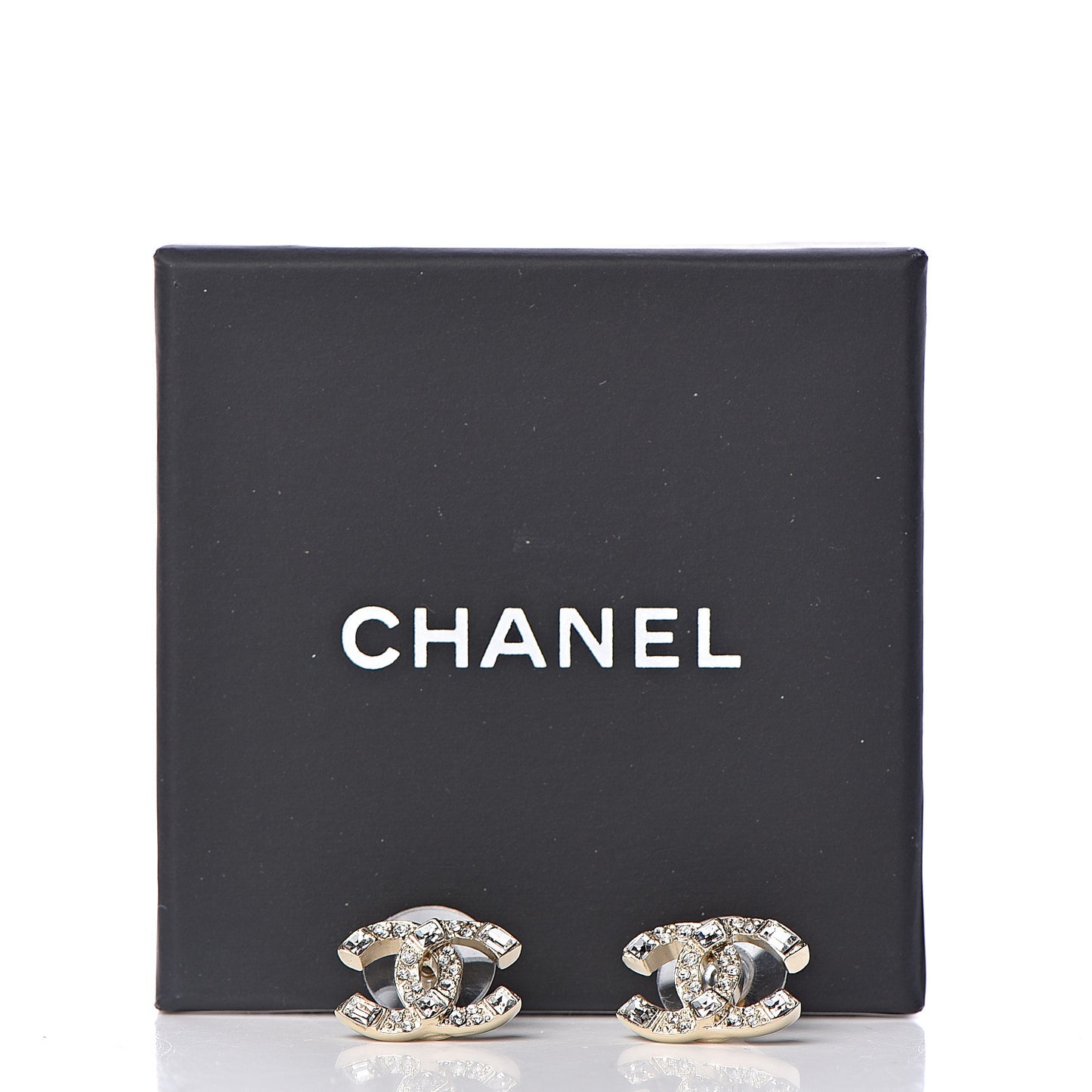 Crystal Baguette CC Earrings Gold