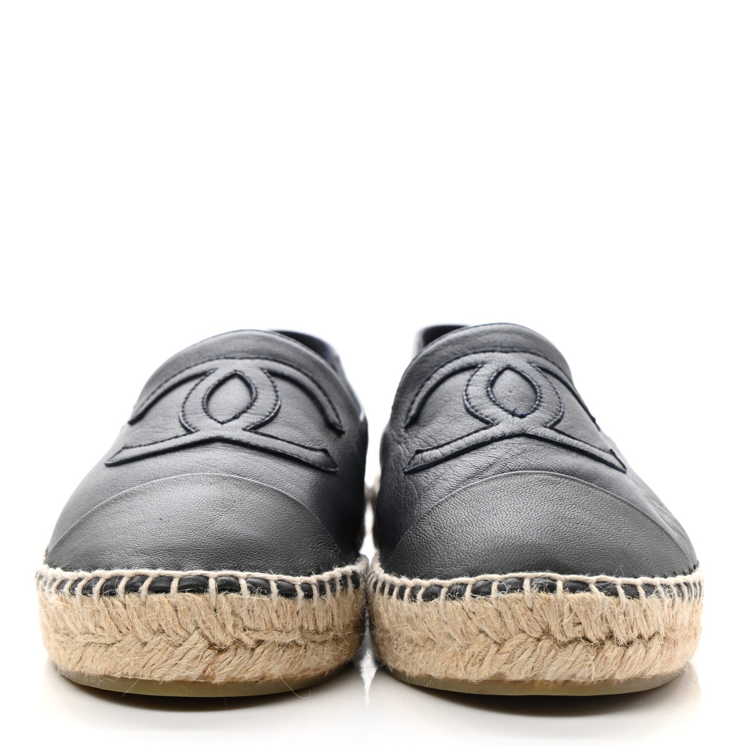 Chanel Lambskin CC Espadrilles 39 Navy Blue Dark Grey 2 of 11