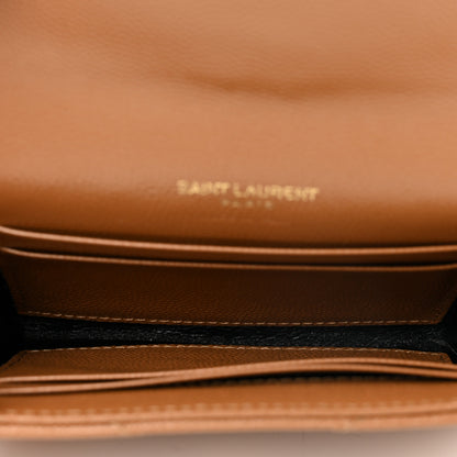 Saint Laurent Grain De Poudre Matelasse Chevron Small Monogram Envelope Wallet Natural Dark 5 of 7