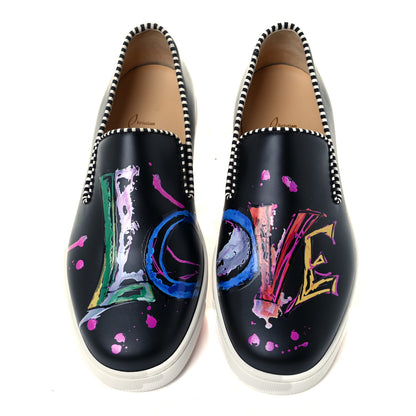 Christian Louboutin Calfskin Womens Loubi Love Flat Sneakers 35.5 Black Multicolor 5 of 13
