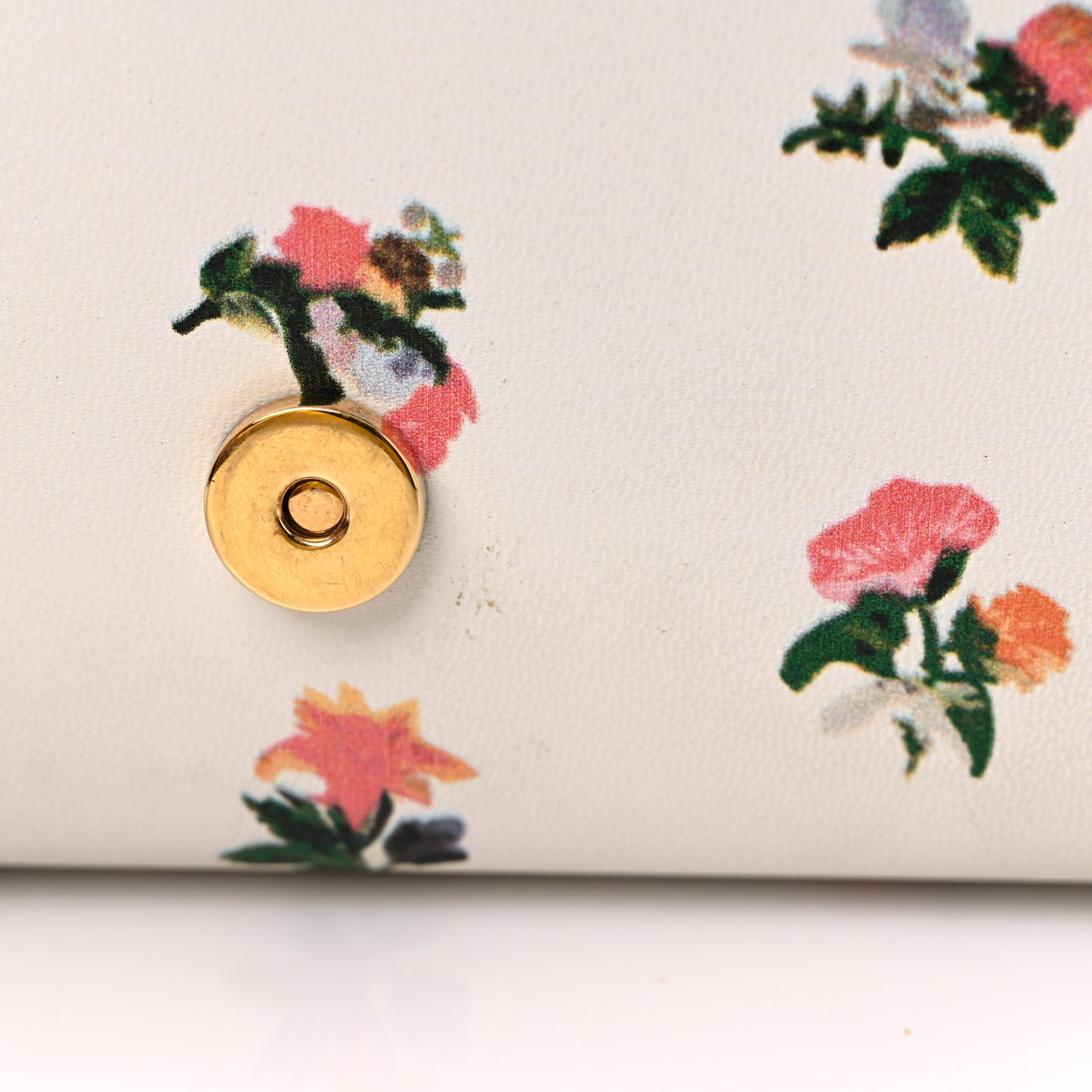 Calfskin Prairie Flower Printed Small Classic Monogram Kate Satchel White